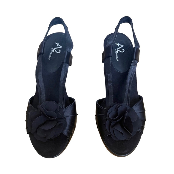 A2 Aersoles Satin Sling Back Heels with Rose Detail size 7.5 - Picture 2 of 7